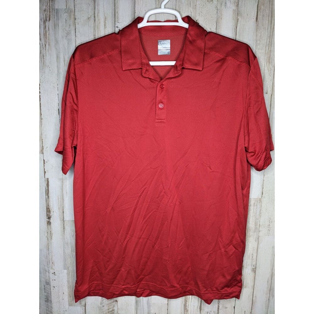 Callaway Golf Polo Golf Shirt Mens XL Opti-Dri Red Stripe Short Sleeve